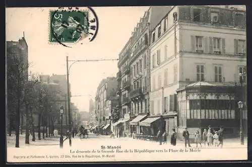AK St-Mandé, La descente de la Grande Rue de la République vers la Place de la Mairie