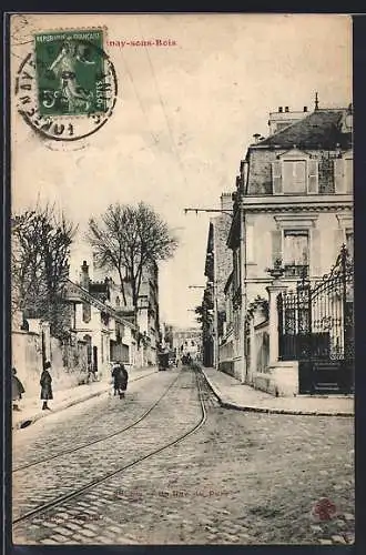 AK Fontenay-sous-Bois, La Rue du Parc avec rails de tramway et passants