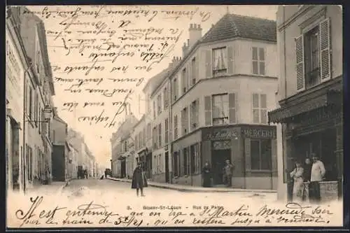 AK Boissy-Saint-Léger, Rue de Paris mit Passanten und Geschäften im Hintergrund