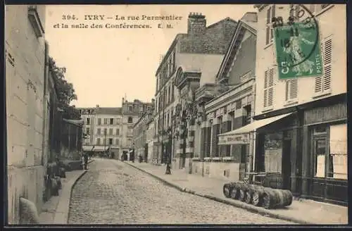 AK Ivry, La rue Parmentier et la salle des Conférences