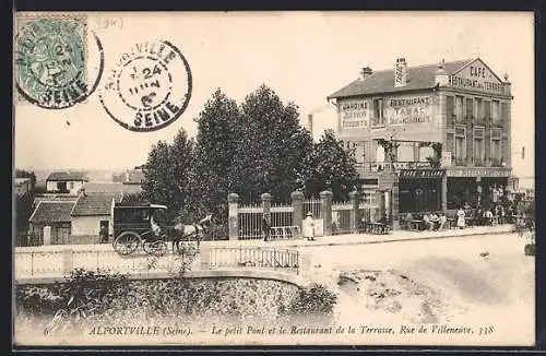AK Alfortville, Le petit Pont et le Restaurant de la Terrasse, Rue de Villeneuve