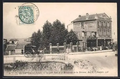AK Alfortville, Le petit Pont et le Restaurant de la Terrasse, Rue de Villeneuve