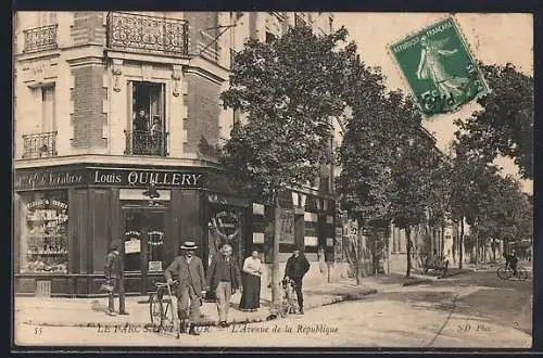 AK Le Parc-Saint-Maur, L`Avenue de la République avec passants et magasin Louis Quillery