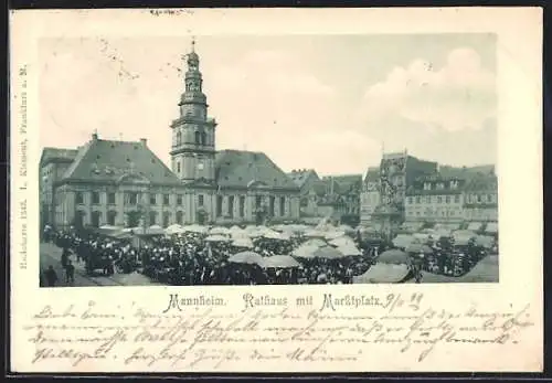 AK Mannheim, Rathaus mit Marktplatz