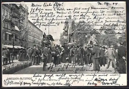 AK Dresden, Ringstrasse mit Bismarck-Denkmal
