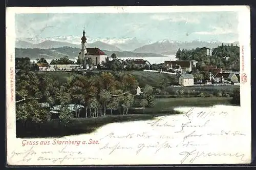 AK Starnberg a. See, Ortspartie aus der Vogelschau