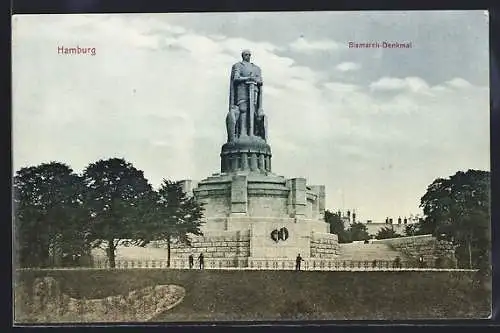 AK Hamburg-St.Pauli, Bismarck-Denkmal