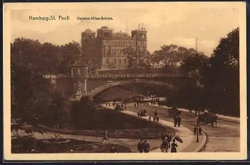 AK Hamburg-St. Pauli, Strassenpartie unter der Kersten-Miles-Brücke