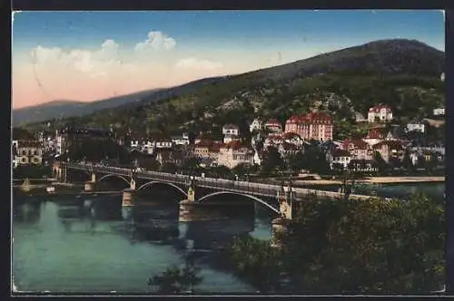 AK Heidelberg, Friedrichsbrücke mit Blick auf Neuenheim