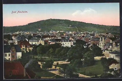 AK Bad Nauheim, grüne Parkpartie mitten im Ort, Strassenpartie
