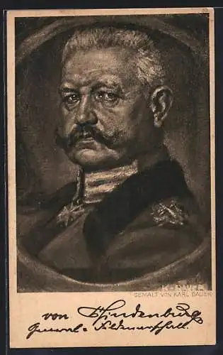 Künstler-AK Heerführer Generalfeldmarschall Paul von Hindenburg