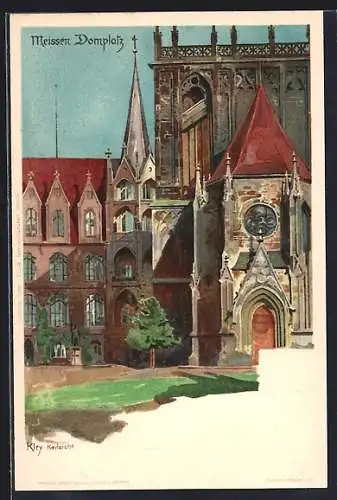 Künstler-AK Heinrich Kley: Meissen, Am Domplatz
