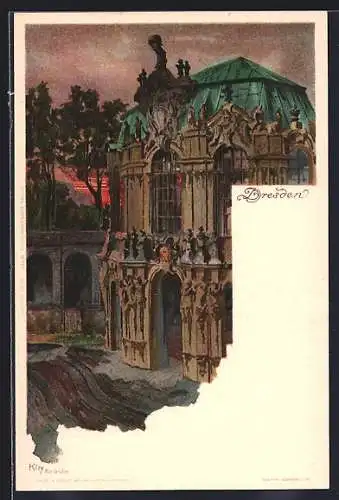 Künstler-AK Heinrich Kley: Dresden, Zwinger