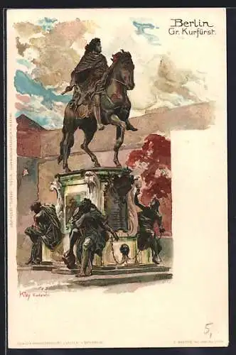 Künstler-AK Heinrich Kley: Berlin, Gr. Kurfürst-Denkmal