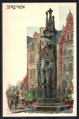 Künstler-AK Heinrich Kley: Bremen, Motiv vom Roland