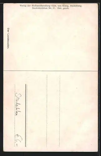 Künstler-AK Georg Mühlberg: Der Landesvater, Burschenschafter reichen sich die Hände, studentische Szene