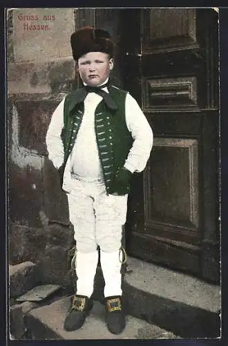 AK Knabe in hessischer Tracht