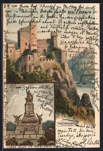 AK Trechtingshausen, Schloss Rheinstein, Denkmal