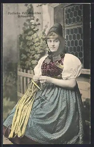 AK Schönach, Frau in badischer Volkstracht