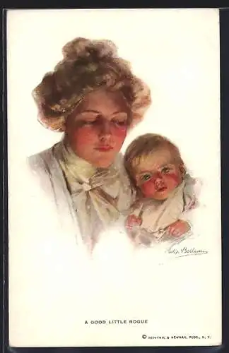 Künstler-AK Philip Boileau: A little devil, Mutter mit Baby