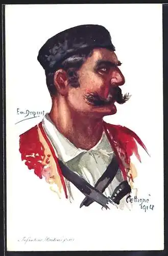Künstler-AK Em.Dupuis: Infanterie Montenegrine, Soldat aus Montenegro