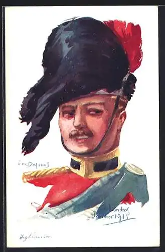 Künstler-AK Em. Dupuis: Highlander, Schottischer Soldat