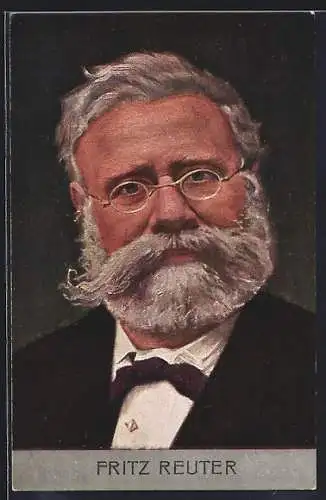 AK Portrait von Fritz Reuter mit Brille