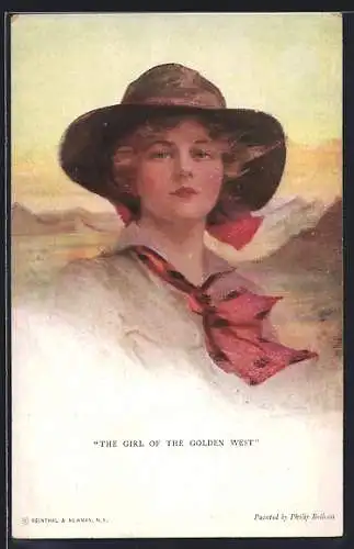 Künstler-AK Philip Boileau: The girl of the golden west, Porträt einer jungen Frau mit Hut