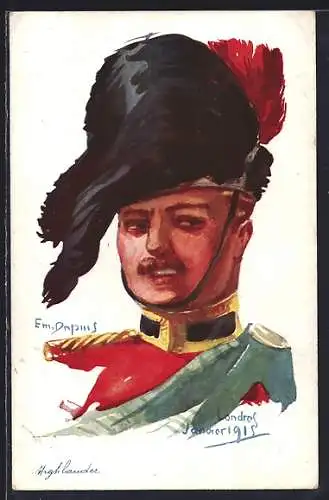 Künstler-AK Em. Dupuis: Nos Alliés, Londres, Janvier 1915, Highlander, schottischer Soldat
