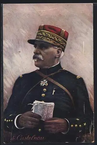 Künstler-AK Heerführer de Caselnau in Uniform