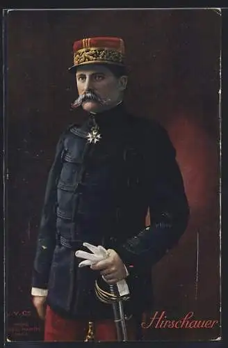 AK Heerführer Hirschauer in Uniform mit Orden, Portrait