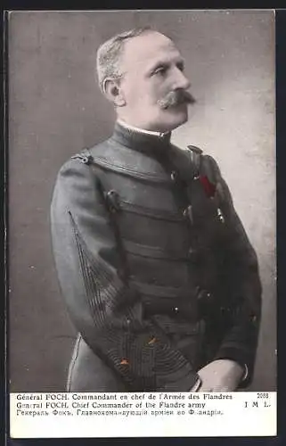 AK französischer General Foch in Uniform, Kommandeur der Flandern Armee