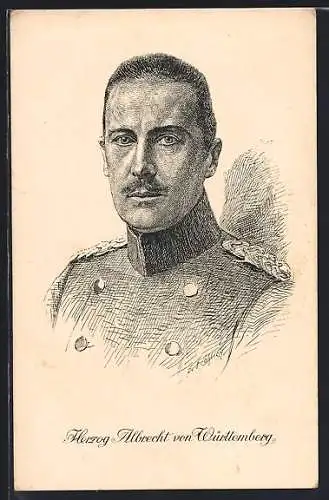 Künstler-AK Herzog Albrecht von Württemberg in Uniform