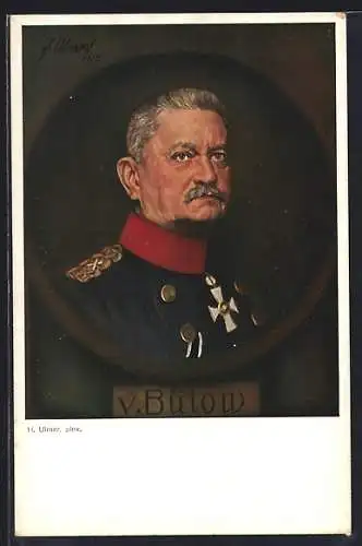 AK Heerführer v. Bülow in interessanter Uniform mit Abzeichen