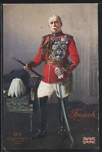 AK General John French, Portrait in Uniform mit Orden