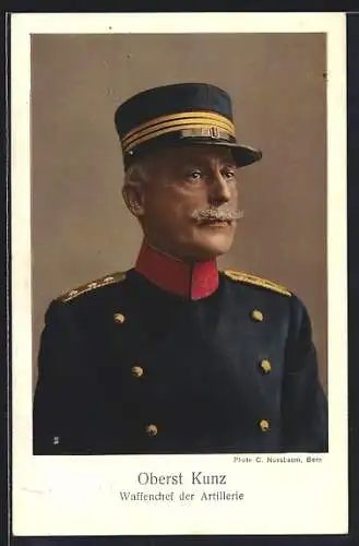 AK Portrait von Oberst Kunz in Uniform, Waffenchef der Artillerie