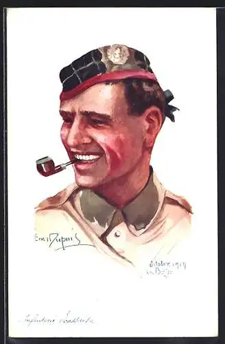 Künstler-AK Em. Dupuis: Soldat der Infanterie mit Pfeife