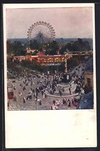 Künstler-AK sign. H. Tomec: Wien, Praterstern mit Riesenrad