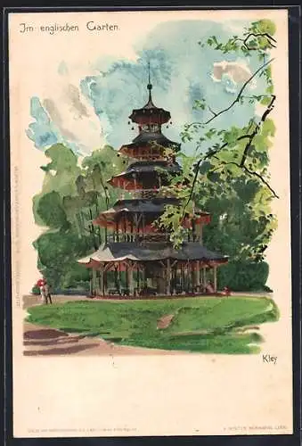 Künstler-AK Heinrich Kley: München-Schwabing, Parkpartie im englischen Garten