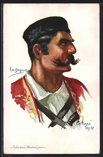 Künstler-AK Em.Dupuis: Infanterie Montenegrine, Soldat aus Montenegro