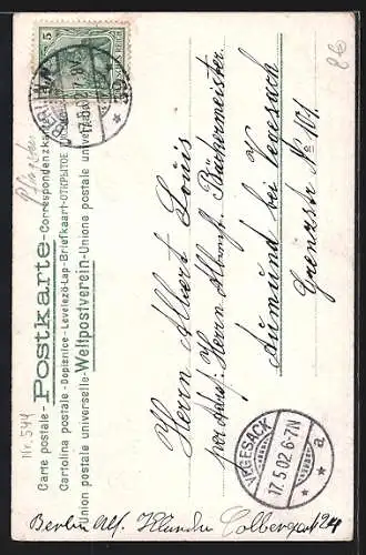 AK Pfingstgrüsse, Armor mit Maikäfer