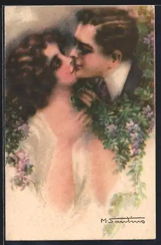 Künstler-AK M. Santino: Liebespaar beim Kuss