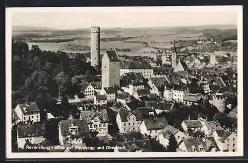AK Ravensburg, Blick auf Rauenegg und Oberstadt