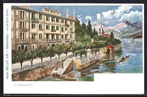 Künstler-AK Cadenabbia, Hotel Belle Ile