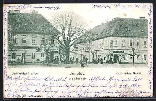 AK Josefstadt / Josefov / Jaromer, Jaromerer Gasse mit Geschäften