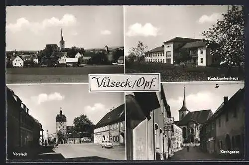 AK Vilseck, Panoramaansicht, Kreiskrankenhaus, Vorstadt, Kirchgasse