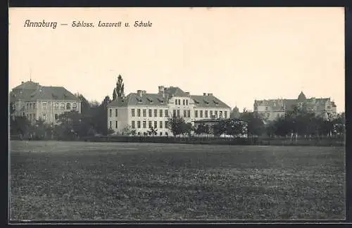 AK Annaburg, Blick auf Schloss, Lazarett und Schule