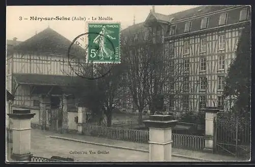AK Méry-sur-Seine, Le Moulin et bâtiments à colombages