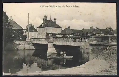 AK Méry-sur-Seine, La Seine et le Pont