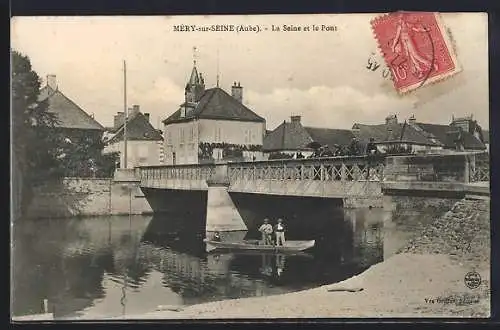 AK Méry-sur-Seine, La Seine et le Pont